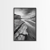 Eroded Riverbed, Desert Rock, Serene Canyon, Long Exposure, Framed Canvas Print, Earth Tones, Dining Room Decor, Nature Inspired