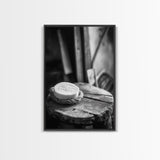 Artisan Soap Still Life, Rustic Wellness Scene, Country Bathroom, Monochrome Framed Canvas Print, Farmhouse Bathroom Wall Art