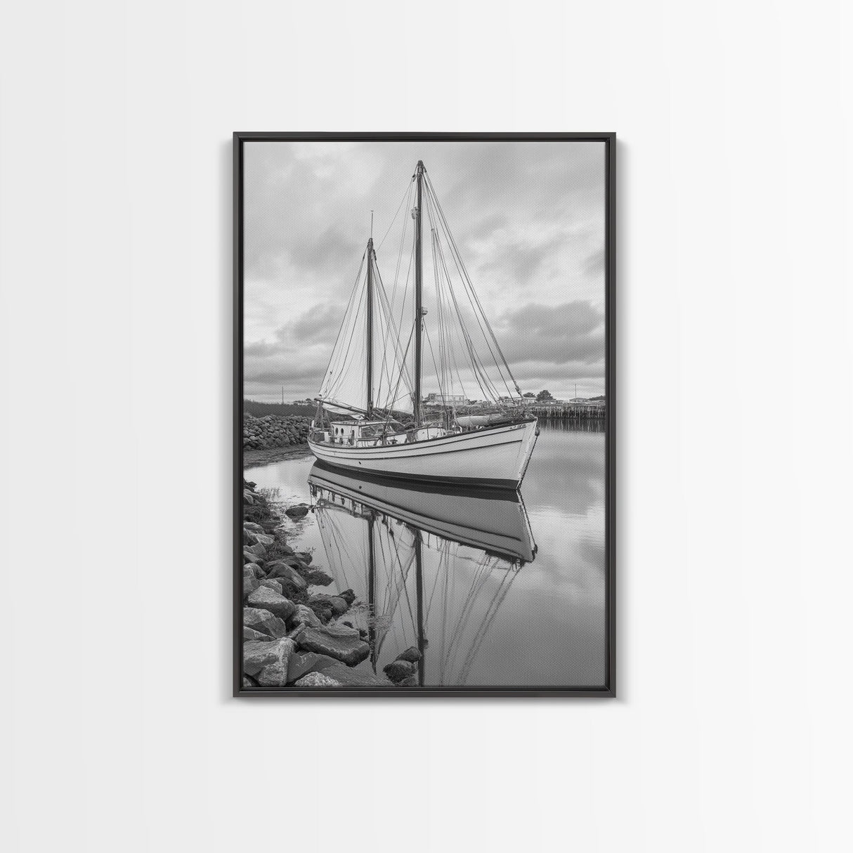 Sailboat Reflection, Harbor Calm, Nautical Scene, Canvas Print, Coastal Wall Art, Beach House Decor, Ocean Photography, Bathroom Art