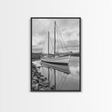 Sailboat Reflection, Harbor Calm, Nautical Scene, Canvas Print, Coastal Wall Art, Beach House Decor, Ocean Photography, Bathroom Art