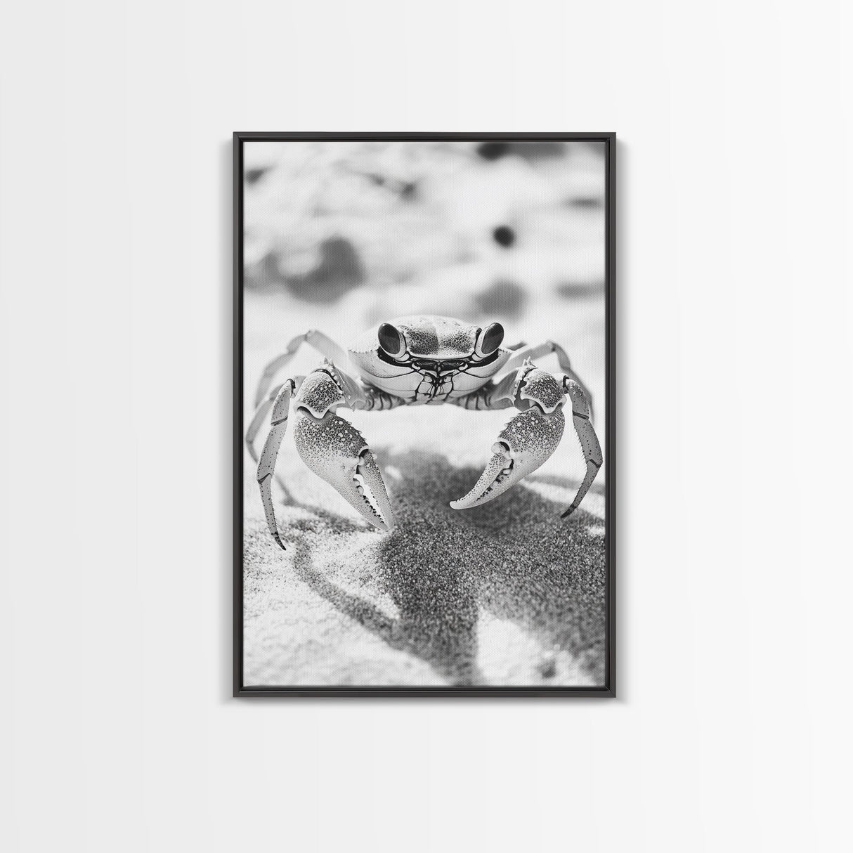 Sand Crab, Beach Macro, Ocean Critter Art, Framed Canvas Print, Coastal Bathroom Decor, Beach House Wall Art, Nature Close-Up