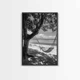 Hammock Relaxation, Beach Shade, Seaside Breeze, Canvas Print, Boho Bedroom Wall Art, Coastal Calm Tropical Home Decor