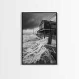 Stormy Coastline, Ocean Waves, Seaside House, Canvas Print, Coastal Wall Art, Beach House Decor, Nautical Photography, Moody Art