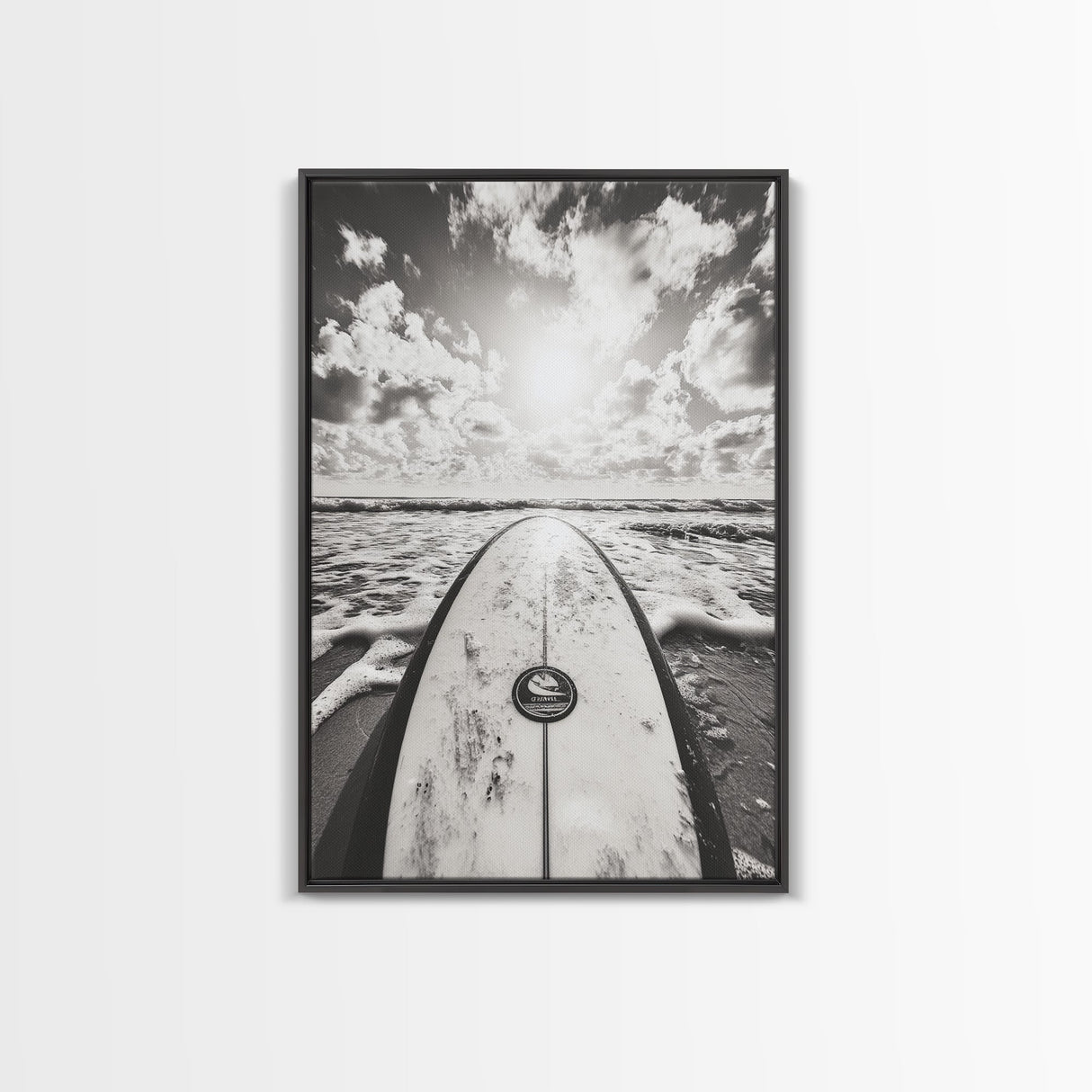 Surfboard Horizon, Ocean Waves, Beach Photography, Summer Vibes, Canvas Print, Teen Room Wall Art, Coastal Decor, Modern Surf Art