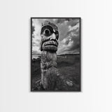Tribal Totem, Ancient Spirit, Cultural Power, Canvas Print, Rustic Wall Art, Boho Living Room Decor, Ethnic History Accent