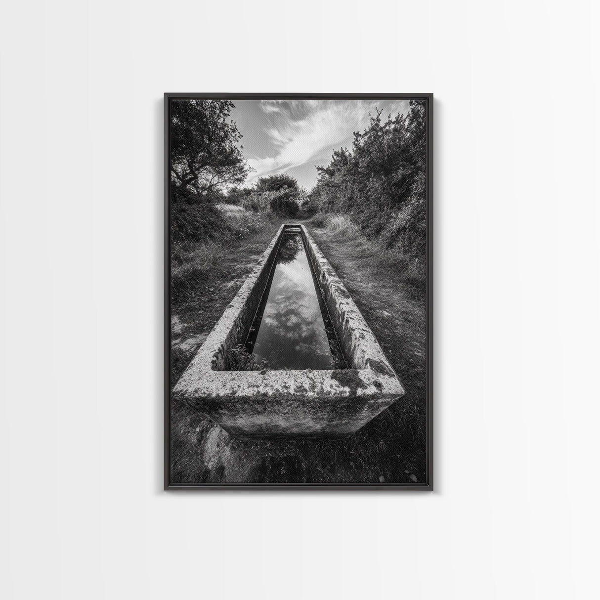 Forest Path, Reflection Pool, Nature Trail Art, Canvas Print, Tranquil Landscape, Boho Wall Decor, Entryway or Hallway Art