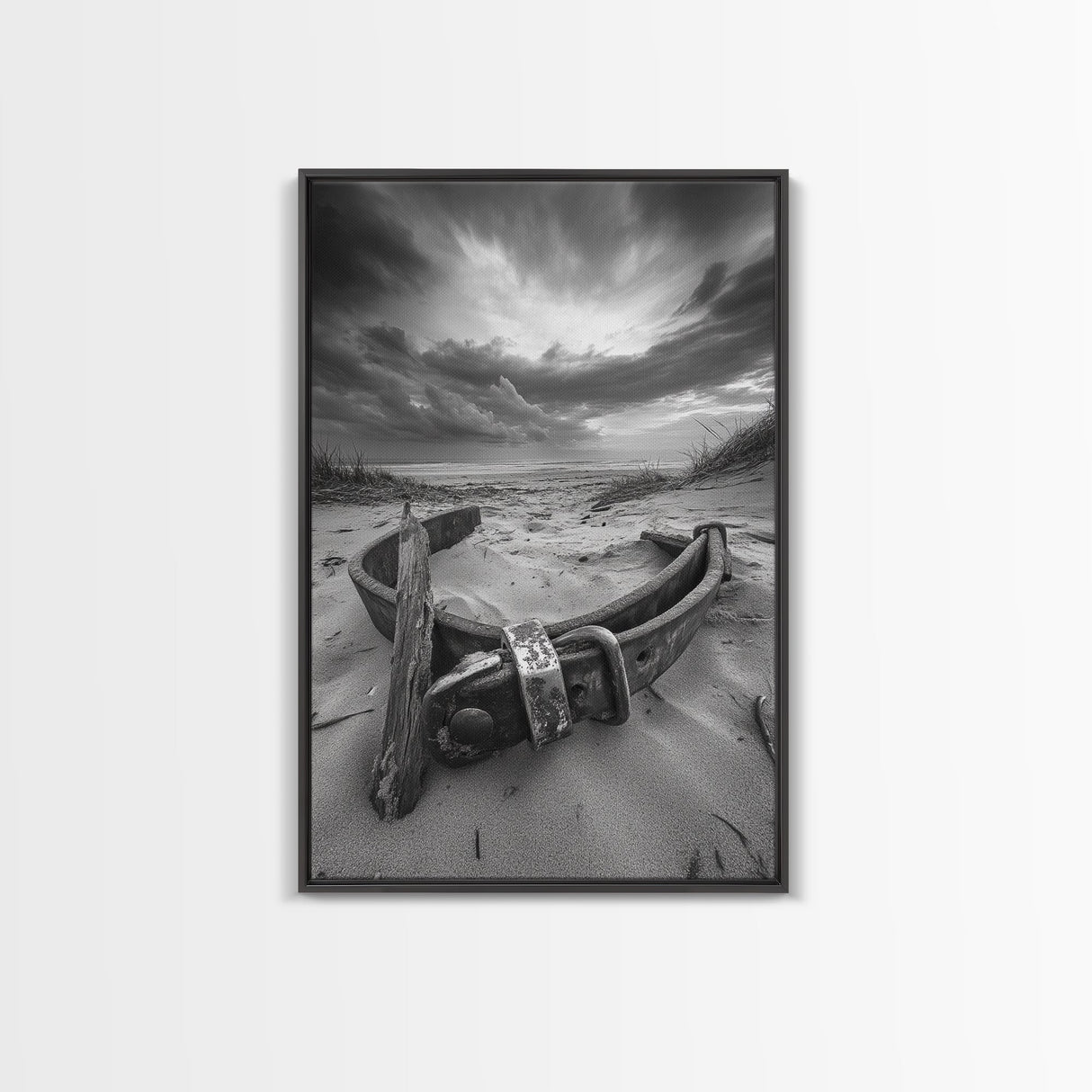 Coastal Relic, Rustic Sand Dunes, Weathered Wood, Canvas Print, Beach House Wall Art, Moody Ocean Decor, Fall Home Styling