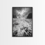 Wild Ocean Waves, Moody Coastline, Stormy Seascape, Nature Photography, Canvas Print, Coastal Wall Art, Bathroom Art, Modern Nature Decor