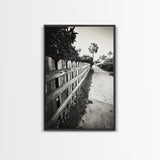 Palm Fence, California Pathway, Suburban Tranquility, Canvas Print, Outdoor Wall Art, Neutral Tones, Modern Minimalist Home Vibe