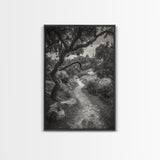 Forest Path, Twisting Trees, Nature Trail Scene, Framed Canvas Print, Earthy Wall Art, Boho Woodland Decor, Entryway or Hallway Accent