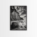 Cliffside Trees, Coastal Horizon, Rugged Seashore, Pacific Northwest Print, Framed Canvas Print, Fall Nature Wall Art, Den Decor