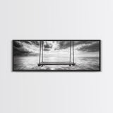 Ocean Swing View, Serene Seascape Art, Minimalist Beach Wall Decor, Framed Canvas Print, Bedroom Art, Calm Coastal Photography