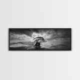 Dolphin Ocean Art, Playful Sea Animal Print, Modern Coastal Decor, Framed Canvas Print, Bathroom Wall Art, Nature Photography