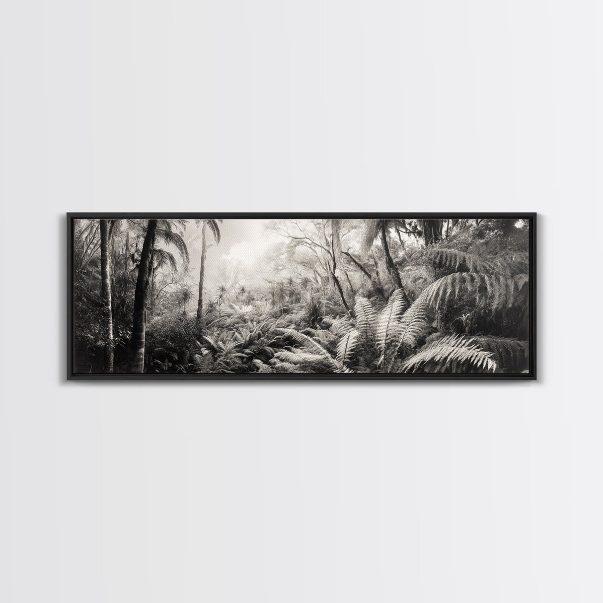 Jungle Light, Nature Vibe, Wild Forest, Framed Canvas Print, Boho Wall Art, Office Wall Decor, Earthy Tones Art, Rainforest Wall Print