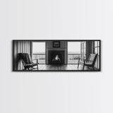 Cozy Fireplace, Cabin View, Warm Interior, Framed Canvas Print, Rustic Wall Art, Living Room Decor, Fall Season Vibe, Hygge Aesthetic