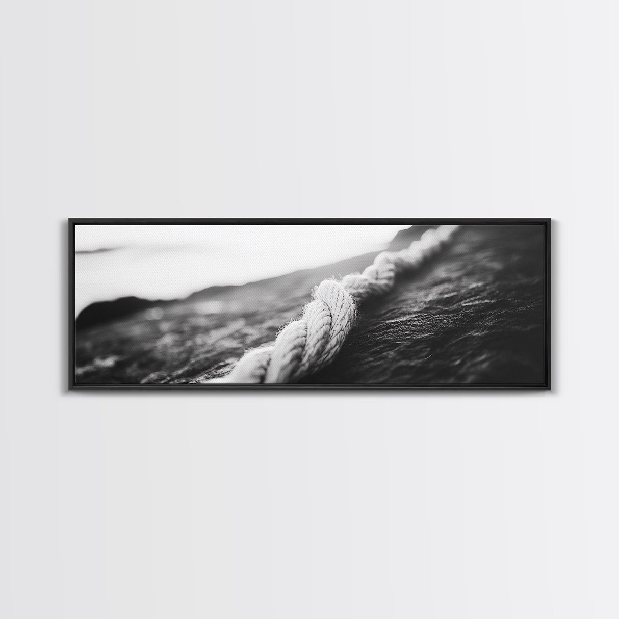 Rope Detail, Coastal Texture, Closeup Knot, Framed Canvas Print, Nautical Wall Decor, Minimalist Wall Art, Beach Home Accent, Ocean Print