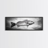 Floating Fish, Surreal Ocean, Realistic Scales, Sky Scene, Framed Canvas Print, Nautical Wall Art, Coastal Decor, Fishing Cabin Aesthetic