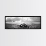 Beach Bonfire, Coastal Glow, Driftwood Fire, Ocean Calm, Framed Canvas Print, Fall Wall Art, Living Room Decor, Nature Photography Style