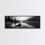 Alpine Lake, Moody Mountains, Foggy Reflection, Canvas Print, Serene Wall Art, Nature Photography, Bedroom Art, Den Decor, Office Decor