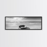 Ocean Bowl, Minimalist Beach, Solitude Shoreline, Canvas Print, Coastal Decor, Neutral Tones, Living Room Art, Bathroom Wall Art