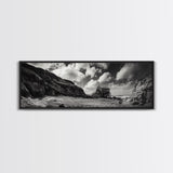 Cliff House, Ocean Cabin, Windy Coast, Framed Canvas Print, Moody Landscape Art, Rustic Wall Decor, Autumn Entryway Art