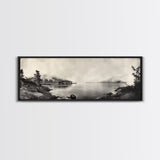 Foggy Coast, Misty Trees, Silent Bay, Canvas Print, Moody Landscape Photography, Bedroom Wall Art, Nature Inspired Decor