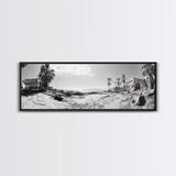 Desert Coast, Palm Ruins, Forgotten Beach, Framed Canvas Print, Surreal Photography, Boho Living Room Art, Coastal Wall Decor