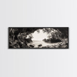 Ocean Cave, Coastal Trees, Natural Light, Canvas Print, tranquil coastal wall art, bedroom boho decor, dreamy nature scene artwork