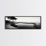 Seaside Pool, Nature Reflections, Calm Coastline, Canvas Print, minimalist zen wall art, spa bathroom decor, peaceful landscape photography