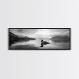 Loon Lake, Misty Reflection, Quiet Morning, Framed Canvas Print, Cabin Wall Art, Nature Lover Gift, Rustic Lakehouse Decor