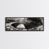 Stone Pool, Quiet Reflection, Nature Photography, Zen Vibes, Framed Canvas Print, Bathroom Wall Art, Rustic Decor, Tranquil Home Accent