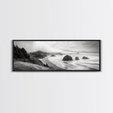 Pacific Coast, Misty Cliffs, Ocean Rocks, Moody Beach Scene, Canvas Print, Modern Nature Decor, Living Room Wall Art, Coastal Landscape