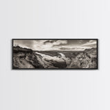 Marsh Landscape, Coastal Grasslands, Autumn Earth Tones, Framed Canvas Print, Fall Wall Art, Farmhouse Style, Rustic Entryway Decor