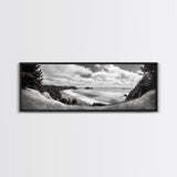 Ocean Bluff View, Seaside Hills, Coastal Forest Horizon, Framed Canvas Print, Nature Landscape Art, Living Room or Office Decor