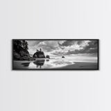 Seastacks Coastal Scene, Moody Beach Landscape, Ocean Reflections, Canvas Print, Coastal Decor, Pacific Northwest, Fall Wall Art