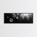 Jellyfish Dreams, Ocean Depths, Abstract Motion, Canvas Print, Coastal Bathroom Art, Nautical Theme, Moody Black and White Sea Life