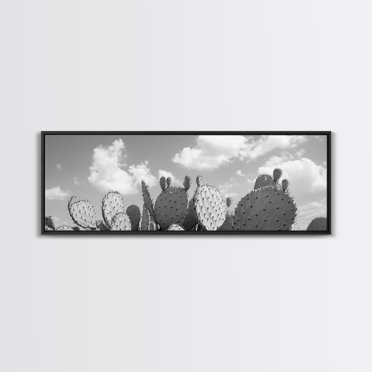 Prickly Pears, Cactus Heaven, Western Sky, Canvas Print, Boho Kitchen Wall Art, Desert Style Decor, Minimalist Black and White