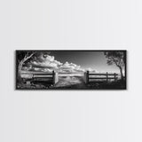Wooden Fence, Open Field, Cloud Horizon, Framed Canvas Print, Country Landscape Photography, Entryway Wall Art, Farmhouse Autumn Decor