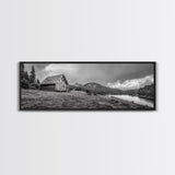 Cabin On Hill, Mountain Lake, Rustic Retreat, Canvas Print, Fall Wall Art, Cozy Home Decor, Adventure Landscape, Nature-Inspired Design