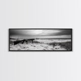 Rifle Seaside Scene, Tactical Still Life, Stormy Beach Mood, Canvas Print, Industrial Wall Art, Dramatic Photography, Masculine Decor