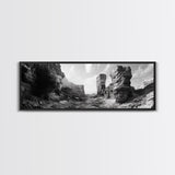Coastal Rock Passage, Ocean Cliffside Art, Natural Texture Photography, Framed Canvas Print, Bathroom or Hallway Wall Art