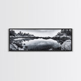 Coastal Reflections, Tide Pool, Rocky Shoreline, Framed Canvas Print, Seaside Nature Art, Minimalist Coastal Decor, Zen Bathroom Art