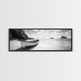 Rowboat, Sandy Cove, Island View, Canvas Print, Coastal Photography, Minimalist Beach Decor, Serene Bathroom or Bedroom Wall Art