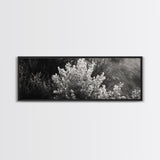 Frosted Bush, Winter Plant, Nature Closeup, Framed Canvas Print, Botanical Wall Art, Neutral Bedroom Decor, Rustic Autumn Style