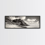 Seaside Cliff, Pine Hills, Sandy Beach, Canvas Print, Coastal Landscape Art, Modern Nature Decor, Beach House Living Room Style