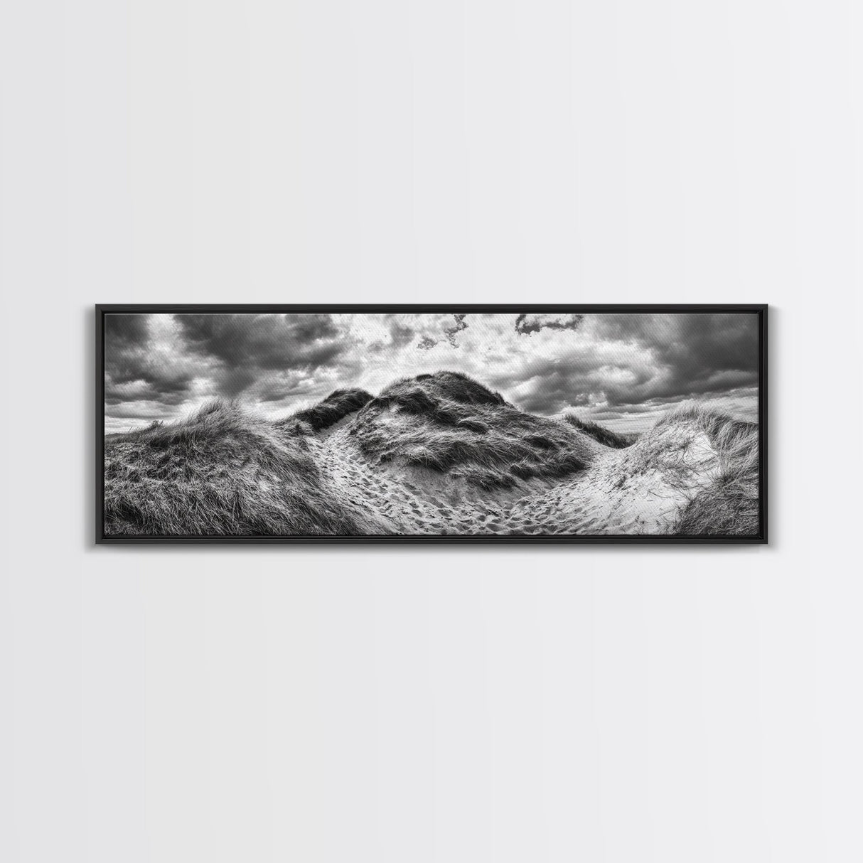 Windswept Dune Trail, Dramatic Sky, Nature Path, Beach Landscape, Framed Canvas Print, Rustic Wall Art, Fall Decor, Bedroom Art, Boho Vibes