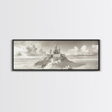 Fantasy Sand Castle, Seaside Kingdom, Dreamy Beach Scene, Magical Vibes, Framed Canvas Print, Kids Room Art, Whimsical Decor, Coastal Theme