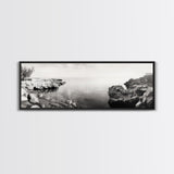 Coastal Rock Pool, Ocean Reflection, Natural Serenity, Peaceful Seascape, Framed Canvas Print, Zen Wall Art, Office Decor, Minimalist Look