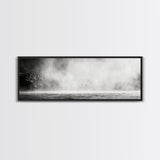 Waterfall Mist Scene, Nature Wall Decor, Canvas Print, Modern Minimalist Art, Neutral Tones, Living Room Wall Art, Black White Landscape