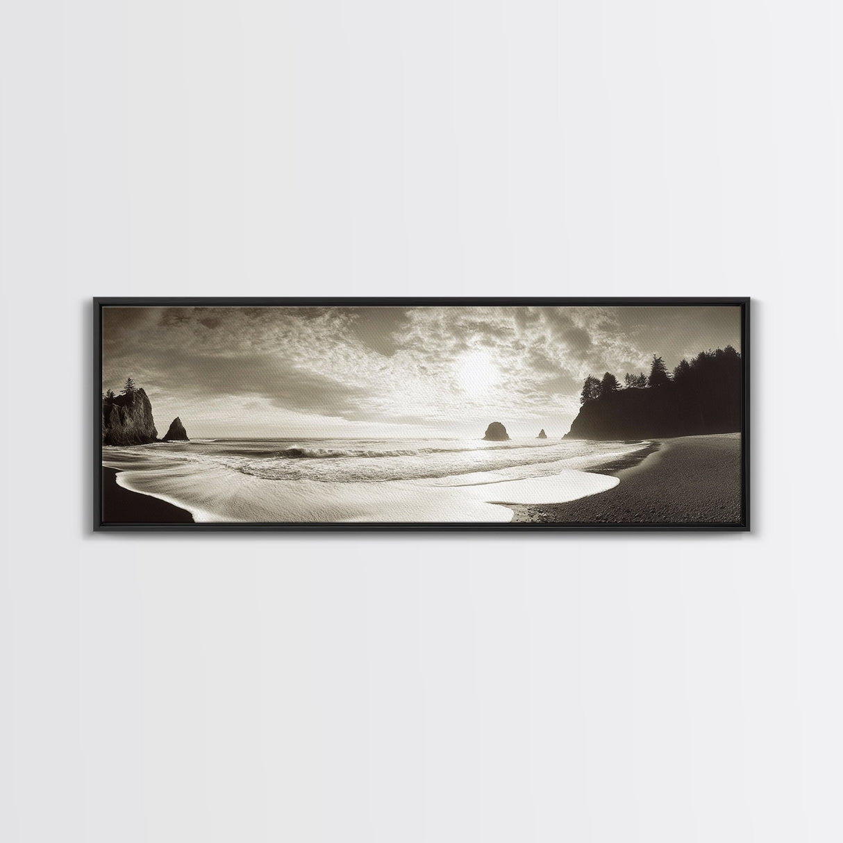 Seaside Cliff Sunset, Pacific Coast View, Canvas Print, Coastal Living Room Art, Modern Neutral Decor, Ocean Landscape Photography